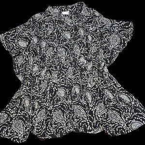 Only Necessities Women's 3x,Semi-Sheer Monochrome Paisley Print Blouse: Bohemian